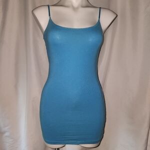 Teal Blue Spaghetti Strap Bodycon Dress